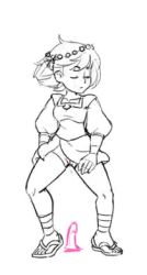 Rule 34 | 1girl, ajna (indivisible), animated, animated gif, dildo, female focus, indivisible, lab zero games, lowres, monochrome, sandals, sex toy, simple background, third-party edit, vaginal