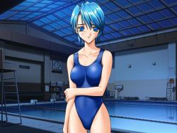 Rule 34 | ashita no yukinojou, blue hair, competition swimsuit, one-piece swimsuit, sugisaki reona, swimsuit, tagme
