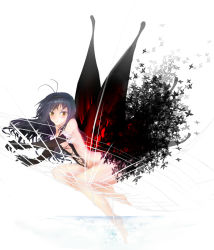 Rule 34 | 10s, 1girl, accel world, black hair, brown eyes, bug, butterfly, butterfly wings, insect, insect wings, kuroyukihime, long hair, solo, taiwan (artist), ted (n9011x), wings