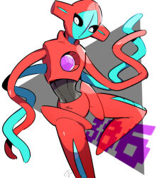 Rule 34 | creatures (company), deoxys, deoxys (normal), expressionless, game freak, gen 3 pokemon, looking at viewer, mazeu, mythical pokemon, nintendo, no humans, pokemon, pokemon (creature), simple background, solo, tentacles