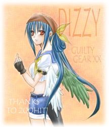Rule 34 | 1girl, arc system works, asymmetrical wings, bad anatomy, blue hair, blue sailor collar, dizzy (guilty gear), guilty gear, lowres, pirate, red eyes, sailor collar, solo, tail, wings