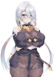 Rule 34 | 1girl, arm under breasts, atelier (series), atelier ryza, atelier ryza 1, bare shoulders, blush, bodysuit, breasts, crossed bangs, curvy, hair between eyes, hair ornament, hairclip, heterochromia, highres, kuavera, large breasts, lila decyrus, long hair, low twintails, pale skin, parted lips, see-through, solo, thighs, twintails