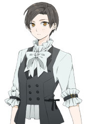 Rule 34 | 1boy, androgynous, bad id, bad pixiv id, black hair, bow, brown eyes, butler, buttons, collar, dokkoi shouichi, jude mathis, male focus, official alternate costume, solo, tales of (series), tales of xillia