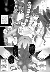 Rule 34 | 1boy, 1girl, ancient greek clothes, aphrodite (fate), asphyxiation, blush, bowing, breasts, choking, cleavage, dogeza, dress, english text, erection, fate/grand order, fate (series), fingernails, fujimaru ritsuka (male), greco-roman clothes, greyscale, heart, highres, jewelry, kmvt, licking, licking testicle, lips, long fingernails, long hair, monochrome, open mouth, penis, penis-shaped pupils, penis awe, penis on face, ring, small breasts, speech bubble, symbol-shaped pupils, testicles, thighs, tongue, tongue out