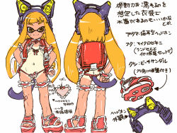 Rule 34 | 1girl, anal tail, animal ears, ass, backpack, bad id, bad pixiv id, bag, bikini, butt crack, butt plug, cat ears, cat tail, fake tail, flat ass, hands on own hips, inkling, inkling girl, inkling player character, jpeg artifacts, long hair, micro bikini, monster girl, nintendo, one-piece tan, orange eyes, orange hair, sex toy, simple background, splatoon (series), splatoon 1, striped, swimsuit, t m, tail, tan, tanline, tentacle hair, thong, tm (js1mb), translation request
