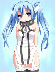 Rule 34 | 1girl, absurdres, bad id, bad pixiv id, blue eyes, blue hair, breasts, chain, collar, highres, long hair, looking at viewer, matching hair/eyes, nanase nanami, nymph (sora no otoshimono), smile, solo, sora no otoshimono, thighhighs, twintails, wings