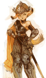 Rule 34 | 1girl, animal ears, armor, armored boots, body fur, boots, breasts, dog ears, dog tail, fantasy, female focus, female knight, furry, furry female, gauntlets, helmet, highres, knee boots, knight, looking at viewer, nishiki areku, original, sheath, sheathed, small breasts, solo, sword, tail, weapon