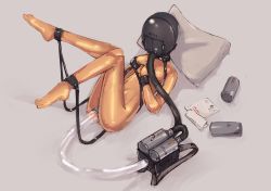 Rule 34 | 1girl, absurdres, anal, anal object insertion, bdsm, bondage, bound, bound legs, bound wrists, breathplay, collar, harness, highres, latex, latex suit, object insertion, slave, solo, tube