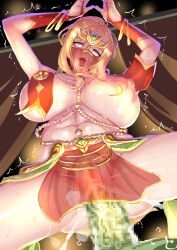Rule 34 | 1boy, 1girl, action taimanin, ahegao, alternate costume, arms up, blonde hair, bouncing breasts, breasts, cum, cum in pussy, dancing, erection, fucked silly, green eyes, happy sex, hetero, highres, huge breasts, kosaka shizuru, large breasts, long hair, looking at viewer, no panties, official alternate costume, orc, pelvic curtain, penis, pussy, r-wade, revealing clothes, sex, shiny skin, spread legs, taimanin (series), taimanin yukikaze, vaginal, veil