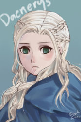 Rule 34 | 1girl, a song of ice and fire, blonde hair, daenerys targaryen, game of thrones, green eyes, highres, long hair, solo
