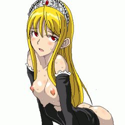 Rule 34 | 00s, blonde hair, breasts, cl-55, hime (kaibutsu oujo), kaibutsu oujo, lowres, nipples, tiara, topless, torn clothes