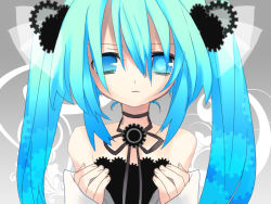 Rule 34 | bad id, bad pixiv id, bare shoulders, blue eyes, blue hair, gears, hanepochi, hatsune miku, long hair, solo, twintails, vocaloid