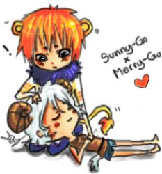 Rule 34 | animal ears, cat ears, cat tail, character name, chibi, going merry, heart, horns, lap pillow, lion ears, lion tail, lowres, one piece, personification, ship, tail, thousand sunny, watercraft, white hair