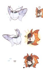 Rule 34 | !, 3koma, ^^^, blue eyes, bug, comic, creature, creatures (company), crying, flower, flying, frosmoth, game freak, gen 5 pokemon, gen 8 pokemon, heart, heart-shaped eyes, holding, holding flower, looking at another, motion lines, nintendo, no humans, pokemon, pokemon (creature), sad, sparkle, speech bubble, spoken exclamation mark, ssalbulre, tears, volcarona, x x