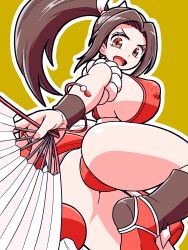 Rule 34 | 1girl, ass, breasts, fatal fury, highres, large breasts, long hair, ponytail, shiranui mai, solo