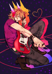 Rule 34 | 10s, 1boy, barnaby brooks jr., blonde hair, boots, green eyes, guitar, instrument, fender jazz bass, k-996, male focus, solo, tiger &amp; bunny