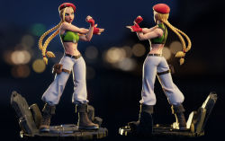 Rule 34 | 1girl, 3d, absurdres, ahoge, ass, baggy pants, beret, black footwear, blue eyes, boots, braid, breasts, cammy white, casual, clenched hand, combat boots, commentary, crop top, cross-laced footwear, dan eder, english commentary, facial scar, flat ass, gloves, grey pants, halterneck, harness, hat, highres, huge ahoge, lace-up boots, lips, long hair, low-tied long hair, multiple views, navel, nose, pants, pouch, red gloves, scar, scar on cheek, scar on face, small breasts, standing, stomach, street fighter, stretching, thigh pouch, toned, turnaround, twin braids