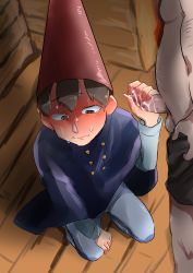 Rule 34 | 2boys, absurdres, blush, erection, handjob, highres, male focus, multiple boys, over the garden wall, penis, penis grab, ryome gantai, sweat, wirt (over the garden wall), yaoi