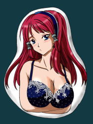 Rule 34 | 1girl, arc system works, blazblue, blazblue: continuum shift, blue eyes, blush, bra, breasts, cleavage, crossed arms, daybreak (pixiv523459), female focus, hairband, lingerie, long hair, red hair, solo, tsubaki yayoi, underwear