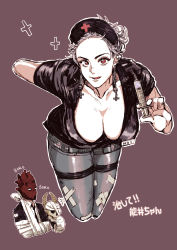 Rule 34 | 1girl, absurdres, breasts, cross, dorohedoro, earrings, gloves, hat, highres, inverted cross, jewelry, long hair, looking at viewer, mask, muscular, muscular female, noi (dorohedoro), nurse, nurse cap, sanso 74, shin (dorohedoro), short sleeves, simple background, stitches, syringe, tall female, white hair