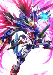 Rule 34 | absurdres, destiny gundam, energy wings, glowing, glowing weapon, gundam, gundam seed, gundam seed destiny, highres, kenko (a143016), mecha, mechanical wings, mobile suit, no humans, redesign, robot, science fiction, solo, v-fin, weapon, wings, yellow eyes