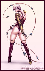 Rule 34 | 00s, 1girl, 2003, ass, character name, isabella valentine, solo, soul calibur, soulcalibur i, sword, thighhighs, weapon, whip, whip sword