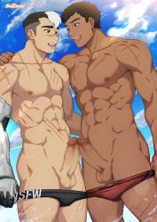Rule 34 | 2boys, abs, bara, beach, black male swimwear, brown hair, censored, clothes writing, clothing aside, cross scar, crossover, dark-skinned male, dark skin, dota: dragon&#039;s blood, dota (series), dota 2, dragon knight (dota), erection, eye contact, hand on another&#039;s shoulder, interracial, large pectorals, looking at another, male focus, male swimwear, mosaic censoring, multicolored hair, multiple boys, muscular, muscular male, navel, nipples, paid reward available, pectorals, penis, penises touching, prosthesis, prosthetic arm, pulling own clothes, red male swimwear, scar, scar on arm, scar on chest, scar on face, scar on leg, scar on nose, short hair, side cut, sideburns, smile, stomach, suiton, swim briefs, swimsuit, swimsuit aside, takashi shirogane, thick eyebrows, thighs, topless male, two-tone hair, undercut, voltron: legendary defender, voltron (series), water, yaoi