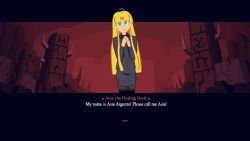 Rule 34 | absurdres, asia argento, blonde hair, formal, helltaker, high school dxd, highres, long hair, looking at viewer, necktie, non-web source, self-upload, skirt, skirt suit, smile, solo, suit