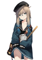 Rule 34 | 1boy, amagasa yun, binoculars, black headwear, brown hair, captain nemo (fate), commentary request, cowboy shot, dress, fate/grand order, fate (series), glasses, gradient hair, green eyes, head tilt, highres, holding, long hair, long sleeves, looking at viewer, mole, mole under eye, mole under mouth, multicolored hair, neckerchief, nemo (fate), professor nemo (fate), round eyewear, sailor collar, sailor dress, simple background, sleeves past fingers, sleeves past wrists, solo, thighs, trap, white background