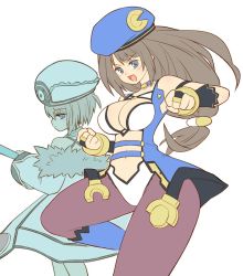 Rule 34 | bare shoulders, blanc (neptunia), blue eyes, bodysuit, boots, breasts, brown hair, c-sha, changyoushan, choker, cleavage, clenched hands, coat, frown, gloves, happy, hat, jacket, large breasts, long hair, neptune (series), open mouth, ribbon, short hair, yamayama