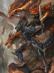 Rule 34 | armor, breath weapon, creature, dragon, fantasy, knight, original, shousuke (skirge)