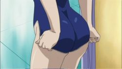 Rule 34 | 1girl, animated, animated gif, ass, blue one-piece swimsuit, clothes pull, gunxsword, lowres, one-piece swimsuit, one-piece swimsuit pull, pulling own clothes, screencap, solo, swimsuit, wardrobe malfunction, wedgie, wendy garrett