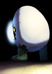 Rule 34 | absurdres, artist request, digimon, digimon (creature), digitamamon, egg, full body, glowing, glowing eyes, highres, shaded face, simple background, standing