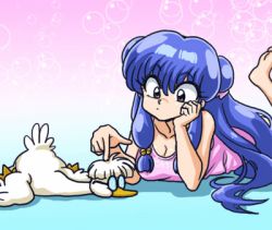 Rule 34 | animated, breasts, cleavage, lowres, lying, mousse (ranma 1/2), on stomach, ranma 1/2, shampoo (ranma 1/2), tagme, wanta (futoshi)