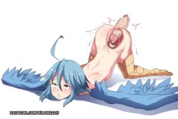 Rule 34 | 1boy, 1girl, ahoge, ass, blue hair, censored, corpse, cum, cum in pussy, doggystyle, ejaculation, harpy, hetero, hinghoi, internal cumshot, monster girl, monster musume no iru nichijou, mosaic censoring, necrophilia, papi (monster musume), penis, sex, sex from behind, short hair, top-down bottom-up, winged arms, wings, x-ray