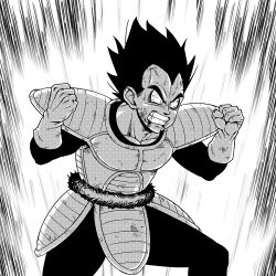 Rule 34 | 1boy, anger vein, black hair, bloodshot eyes, clenched hand, clenched teeth, dragon ball, dragon ball (classic), gloves, greyscale, looking at viewer, male focus, monochrome, powering up, simple background, solo, spiked hair, standing, suzushiro (suzushiro333), teeth, vegeta, white gloves
