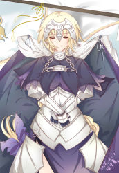 Rule 34 | 1girl, absurdres, armor, artist name, banner, blonde hair, braid, breasts, chain, dated, closed eyes, fate/apocrypha, fate/grand order, fate (series), gauntlets, helmet, highres, jeanne d&#039;arc (fate), jeanne d&#039;arc (ruler) (fate), jingzhongyin, long hair, solo