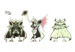 Rule 34 | 1boy, absurdres, appmon, armor, bandai, cape, character sheet, charismon, claws, creature, digimon, digimon universe: appli monsters, full armor, full body, highres, looking at viewer, mechanical wings, monster, multiple views, no humans, official art, red eyes, serious, simple background, solo, standing, translation request, wings