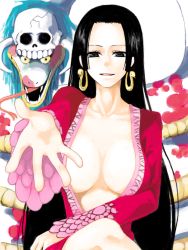 Rule 34 | boa hancock, breasts, cleavage, highres, long hair, looking at viewer, one piece, salome (one piece), snake