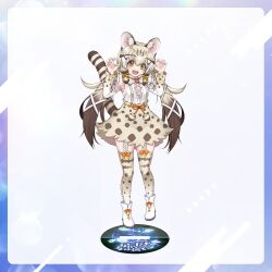 Rule 34 | 1girl, full body, geoffroy&#039;s cat (kemono friends), grey hair, haruki (colorful macaron), kemono friends, kemono friends v project, long hair, looking at viewer, official art, simple background, solo, virtual youtuber