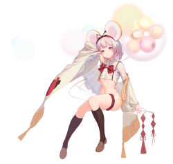 Rule 34 | 1girl, absurdres, animal ears, balloon, black socks, bottomless, bridal garter, brooch, brown footwear, closed mouth, full body, granblue fantasy, hairband, heart, heart brooch, highres, jewelry, kneehighs, long sleeves, mouse ears, nather, navel, no panties, red eyes, red hairband, shoes, short hair, silver hair, simple background, socks, solo, vikala (granblue fantasy), white background, wide sleeves