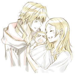 Rule 34 | 1girl, 2boys, aged down, alternate hairstyle, amatari sukuzakki, baby, baby carry, bad id, bad pixiv id, blonde hair, carrying, closed eyes, crying, family, father and son, fire emblem, fire emblem awakening, hair down, happy, hood, lissa (fire emblem), mother and son, multiple boys, nintendo, owain (fire emblem), robin (fire emblem), robin (male) (fire emblem), smile, white background
