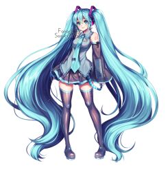 Rule 34 | 1girl, artist name, bare shoulders, black skirt, blue eyes, blue hair, blue nails, blue necktie, collar, collared shirt, detached sleeves, fingernails, frilled collar, frills, full body, grey shirt, hair between eyes, hair ornament, hatsune miku, legs, long hair, looking at viewer, nail polish, necktie, number tattoo, sasucchi95, shiny clothes, shiny legwear, shirt, skirt, smile, solo, standing, tattoo, transparent background, twintails, very long hair, vocaloid