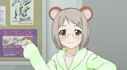 Rule 34 | 1girl, animal ears, animated, animated gif, anitore! ex, brown eyes, dancing, glasses, grey hair, short hair, solo