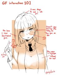 Rule 34 | 1girl, :&lt;, blush, breasts, cardigan, collared shirt, english text, freckles, hand up, head tilt, jacket, jewelry, kion-kun, large breasts, looking at viewer, medium hair, middle finger, mole, mole on neck, monochrome, necktie, no u, open clothes, open jacket, original, ring, school uniform, sepia, sepia background, shirt, solo, upper body, wing collar
