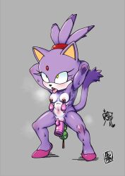Rule 34 | absurdres, aku tojyo, blaze the cat, breasts, cat, condom, dildo, double penetration, highres, masturbation, medium breasts, nude, pussy, sex toy, solo focus, sonic (series), sweat, uncensored
