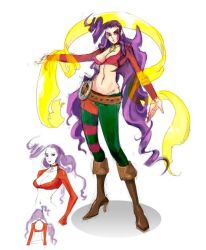 Rule 34 | breasts, capcom, cleavage, concept art, large breasts, long hair, midriff, navel, official art, purple hair, rose (street fighter), scarf, street fighter, street fighter iv (series)