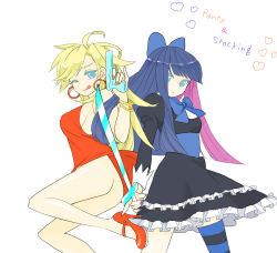 Rule 34 | 10s, ;p, ass, back lace, gun, no panties, one eye closed, panty &amp; stocking with garterbelt, panty (psg), smile, stocking (psg), stripes i &amp; ii, sword, tongue, tongue out, weapon, wink