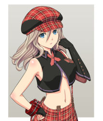 Rule 34 | 10s, 1girl, alisa ilinichina amiella, bare shoulders, black gloves, blue eyes, breasts, cabbie hat, elbow gloves, female focus, fingerless gloves, gloves, god eater, god eater burst, hat, large breasts, long hair, looking at viewer, open mouth, silver hair, skirt, solo, suspender skirt, suspenders