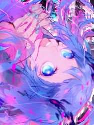 Rule 34 | 1girl, blue eyes, blue hair, ghost rule (vocaloid), hatsune miku, long hair, pakkuncho, solo, tongue, tongue out, twintails, vocaloid